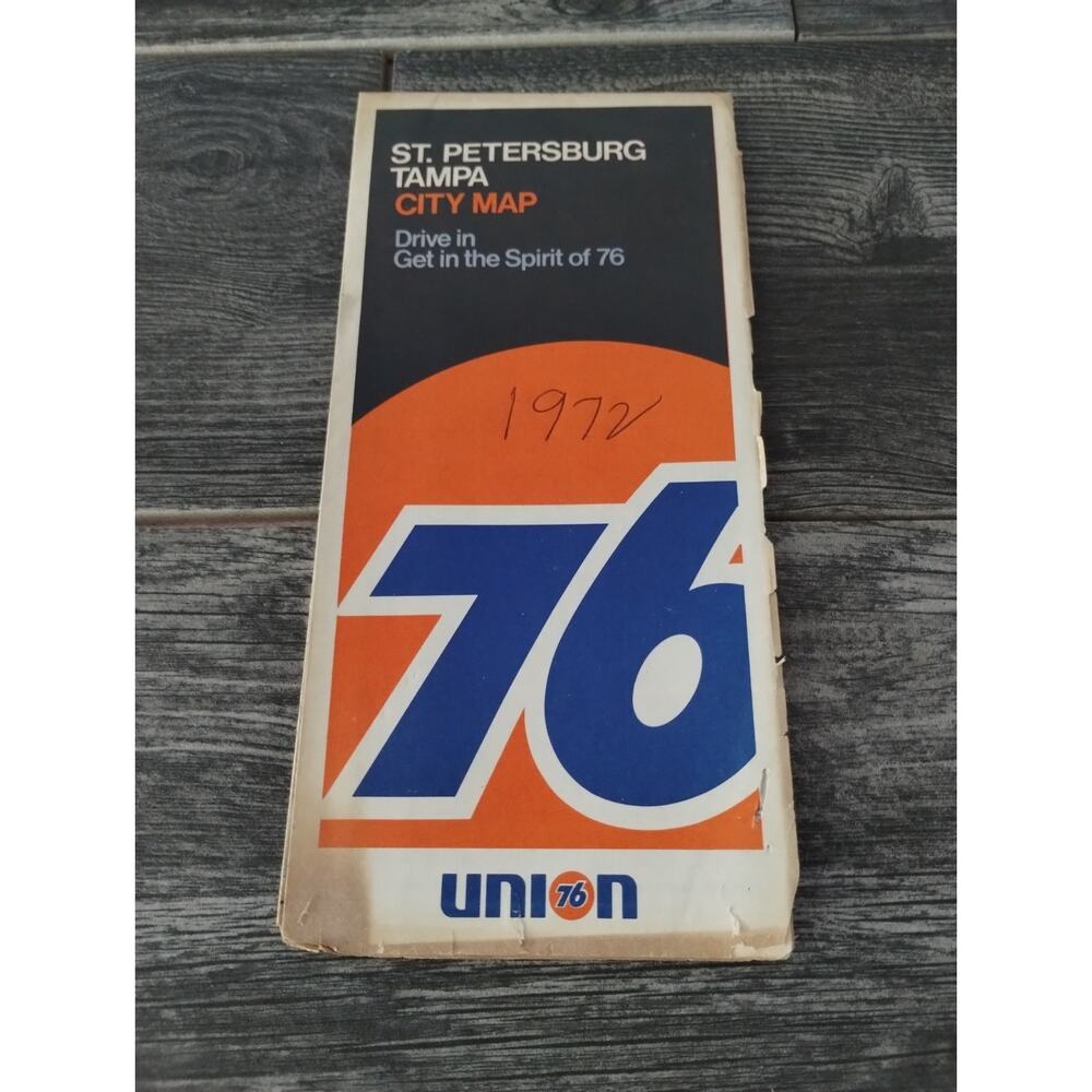 1972 Union 76 St. Petersburg/Tampa Vintage City Road Map